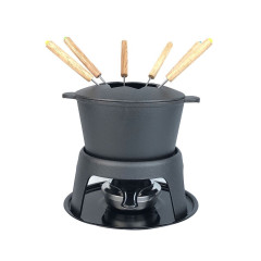 APARELHO FONDUE FERRO FUNDIDO 11 PEÇAS 26CM PRETO   