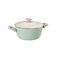 CAÇAROLA INDUÇÃO ALUMÍNIO ANTIADERENTE CERÂMICO TAMPA VIDRO 20CM 2,5L HERA 