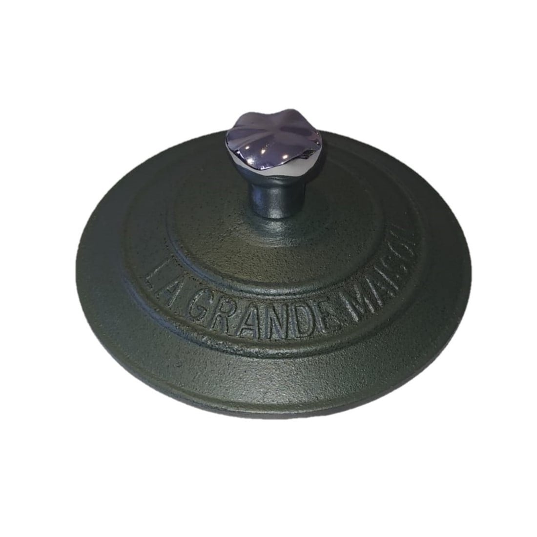TAMPA FERRO FUNDIDO 20CM POMEL CROMADO ESMALTE FOSCO VERDE GRAND 