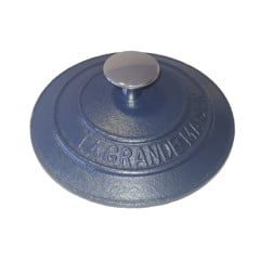 TAMPA FERRO FUNDIDO 28CM POMEL CROMADO ESMALTE FOSCO AZUL GRAND 