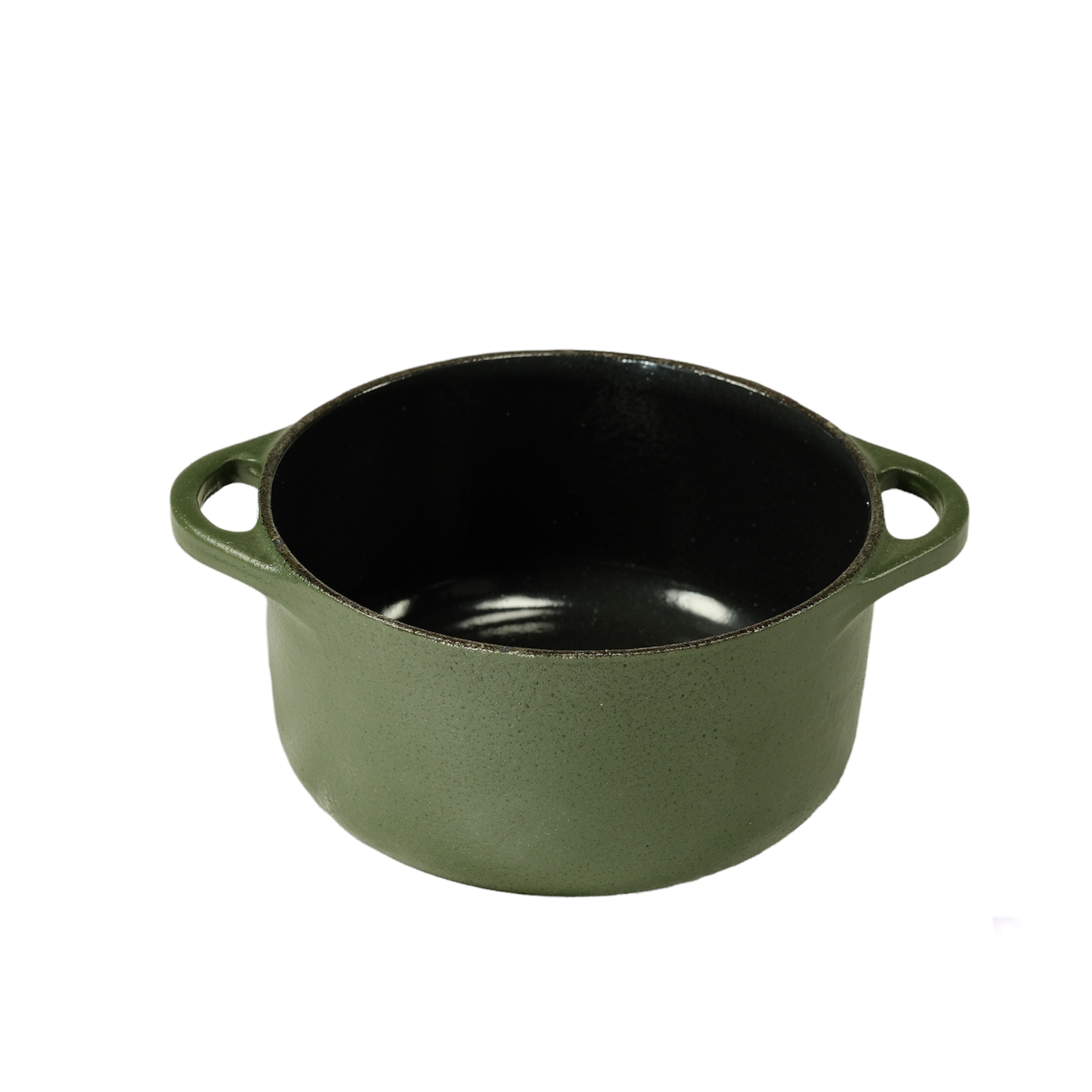 MINI CAÇAROLA FERRO FUNDIDO 10CM 350ML ESMALTE VERDE FOSCO GRAND 