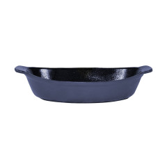 TRAVESSA OVAL FERRO FUNDIDO 20X14CM  480ML ESMALTE AZUL FOSCO 