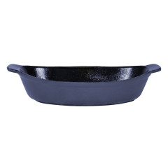 TRAVESSA OVAL FERRO FUNDIDO 24X17CM 750ML ESMALTE AZUL FOSCO GRAND 