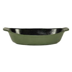 TRAVESSA OVAL FERRO FUNDIDO 24X17CM 750ML ESMALTE VERDE FOSCO GRAND 