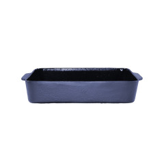 TRAVESSA ALTA FERRO FUNDIDO 32X24,5CM 4L ESMALTE AZUL FOSCO GRAND 