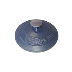 MINI TAMPA FERRO FUNDIDO 8CM POMEL CROMADO ESMALTE AZUL FOSCO 