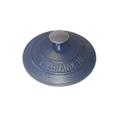 MINI TAMPA FERRO FUNDIDO 10CM POMEL CROMADO ESMALTE AZUL FOSCO 
