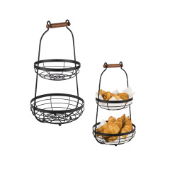 EXPOSITOR BUFFET METAL 2 CESTAS 24CM PRETO    
