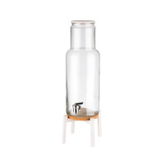 SUQUEIRA VIDRO BASE MADEIRA BRANCA 23CM 7,5L NORDIC WHITE  