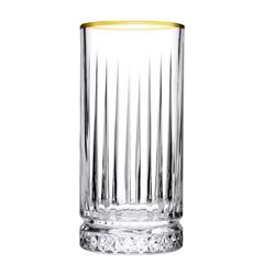 JOGO 4 COPOS LONG DRINK VIDRO 280ML 14CM BORDA DOURADA 
