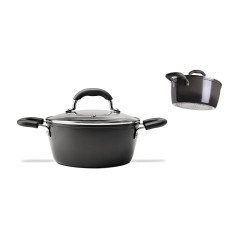 CAÇAROLA INDUÇÃO ALUMÍNIO ANTIADERENTE TAMPA VIDRO 24CM 4,3L CINZA SELECT 