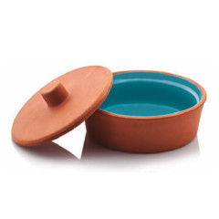 CAÇAROLA TAMPA CERÂMICA REFRATÁRIA 15CM TURQUESA SILIFKE    