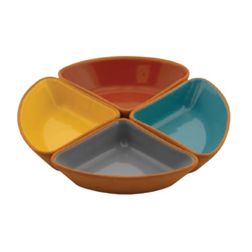 KIT 4 PETISQUEIRAS TRIANGULARES CERÂMICA 15X10CM 3,5CM CORES SORTIDAS YONCA 