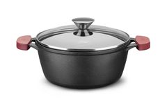 CAÇAROLA FERRO FUNDIDO TAMPA VIDRO 24CM 4L FORNO & FOGÃO 
