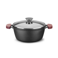 CAÇAROLA FERRO FUNDIDO TAMPA VIDRO 26CM 5L FORNO & FOGÃO 
