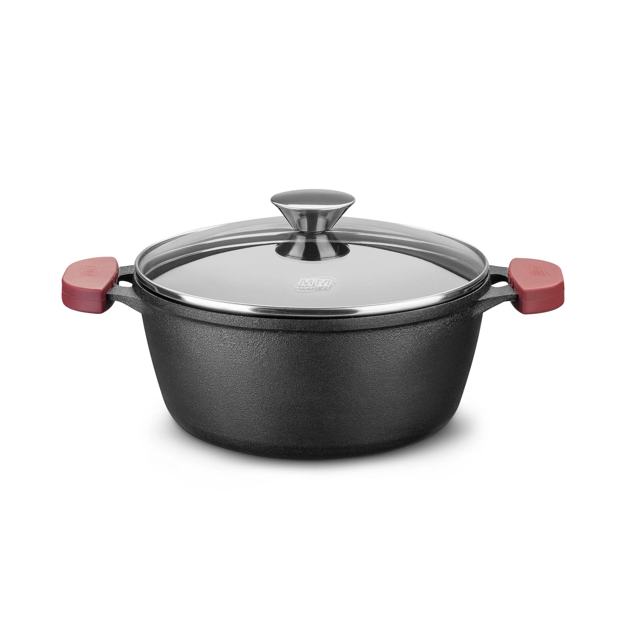 CAÇAROLA FERRO FUNDIDO TAMPA VIDRO 30CM 8L FORNO & FOGÃO 