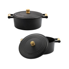 CAÇAROLA FERRO FUNDIDO ALÇA MADEIRA TAMPA 30CM 7,5L   