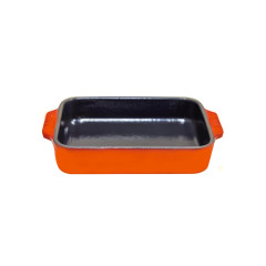 MINI TRAVESSA FERRO FUNDIDO 15X11CM  240ML ESMALTE LARANJA  