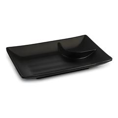PRATO SUSHI DIVISÓRIA SHOYU POLIPROPILENO 19,5X11,5CM PRETO    