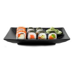 PRATO SUSHI DIVISÓRIA SHOYU POLIPROPILENO 19,5X11,5CM PRETO    