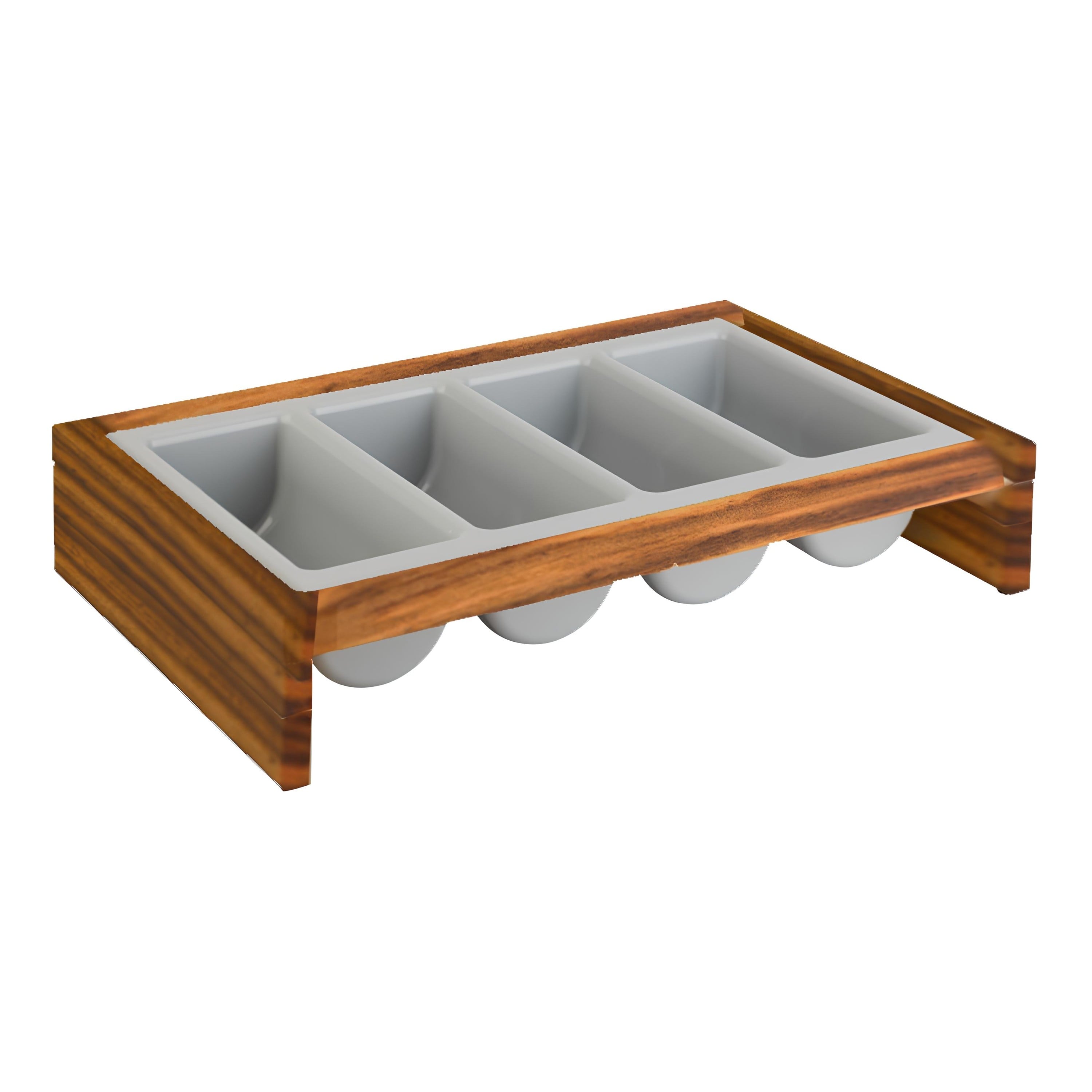 SUPORTE MADEIRA TECA CAIXA TALHERES 4 DIVISÕES 54,5X31CM (CAIXA NÃO 