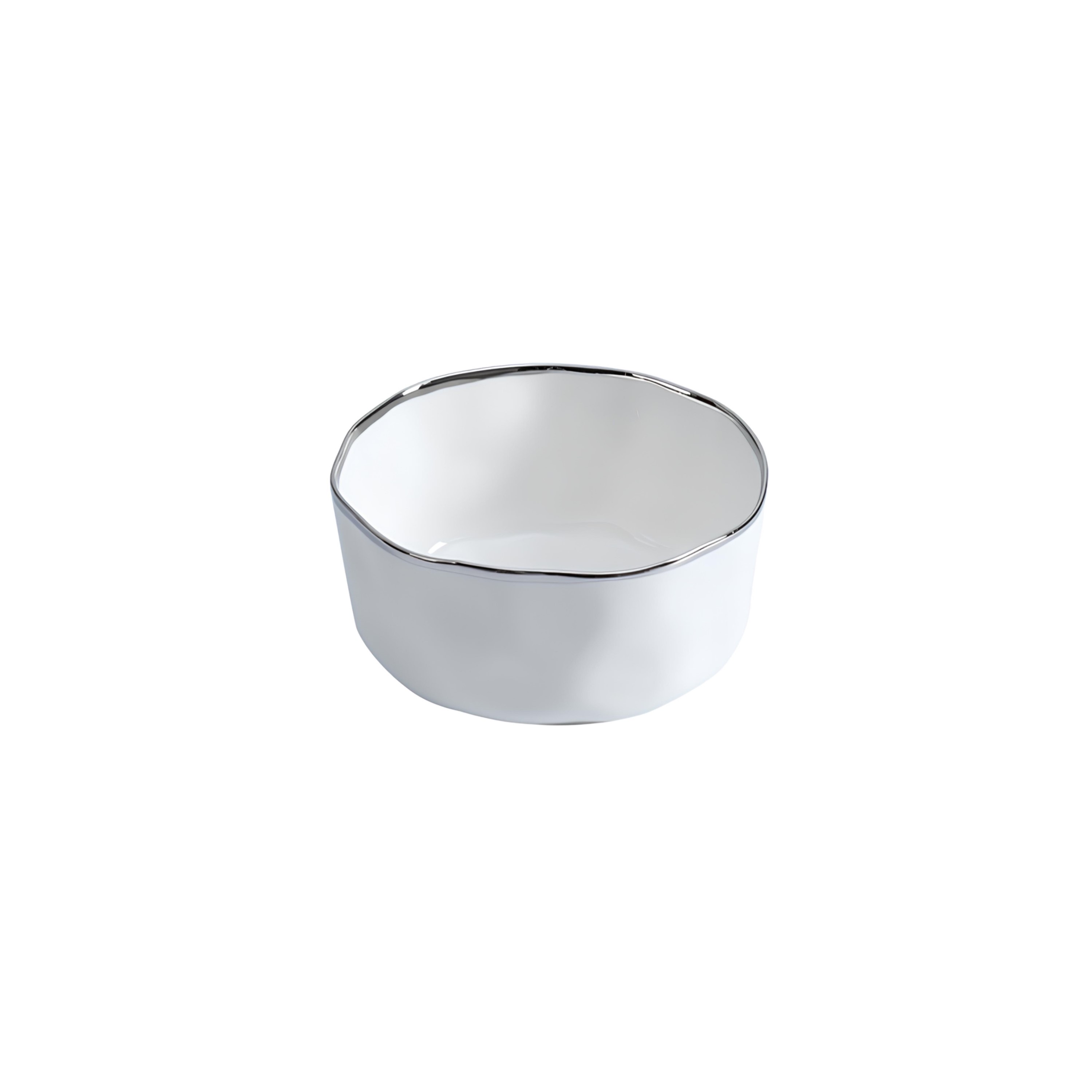 BOWL PORCELANA BORDA TITÂNIO PRATA 10CM BIANCA PAMPA BAY