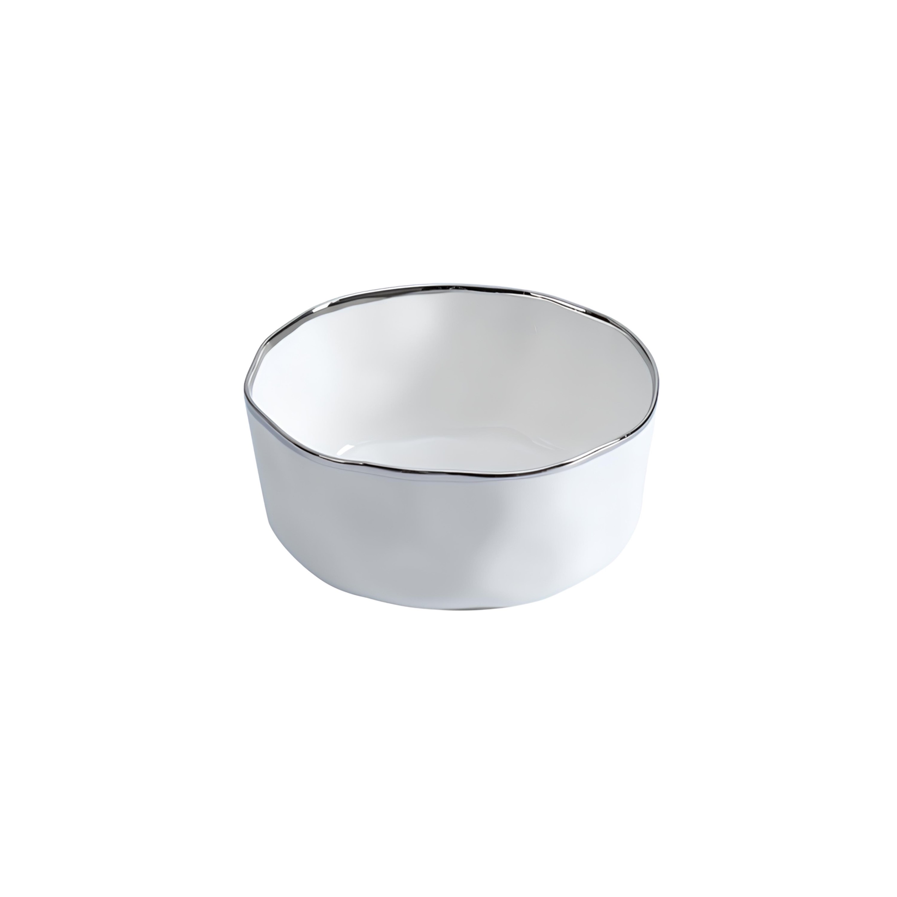 BOWL PORCELANA BORDA TITÂNIO PRATA 15,5CM BIANCA PAMPA BAY