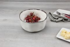 BOWL PORCELANA BORDA TITÂNIO PRATA 15,5CM BIANCA    