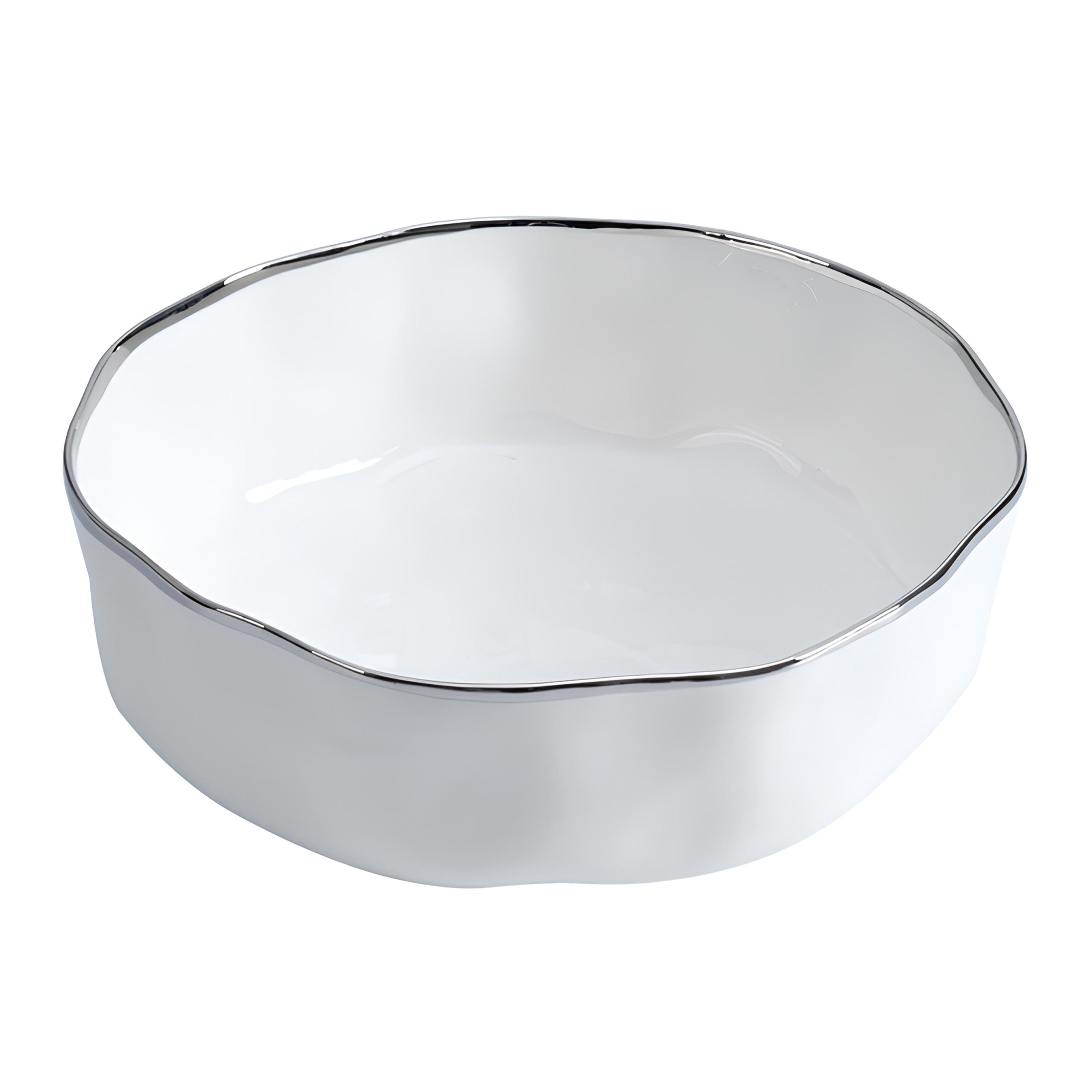 BOWL PORCELANA BORDA TITÂNIO PRATA 30,5CM BIANCA    