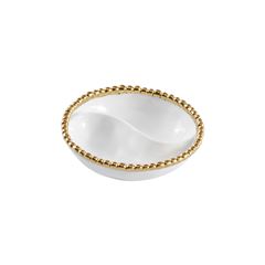 BOWL 2 DIVISÕES PORCELANA BORDA TITÂNIO DOURADA 14CM GOLDEN SALERNO 