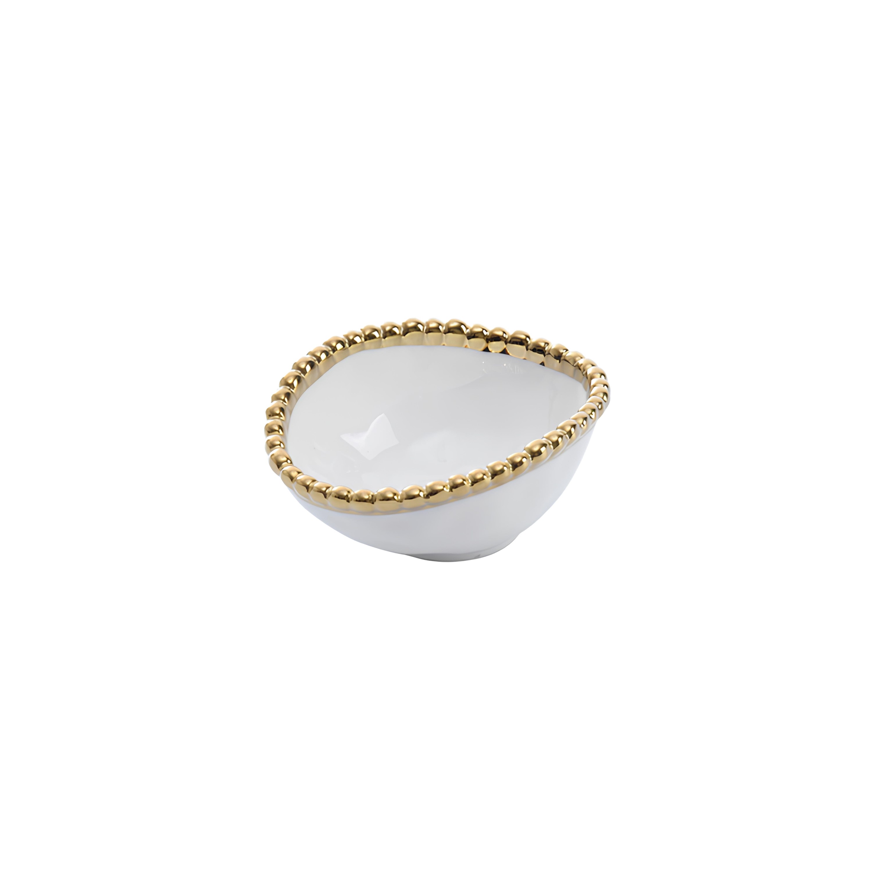 BOWL OVAL PORCELANA BORDA TITÂNIO DOURADA 10X8,5CM GOLDEN SALERNO PAMPA BAY