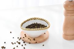 BOWL OVAL PORCELANA BORDA TITÂNIO DOURADA 10X8,5CM GOLDEN SALERNO  