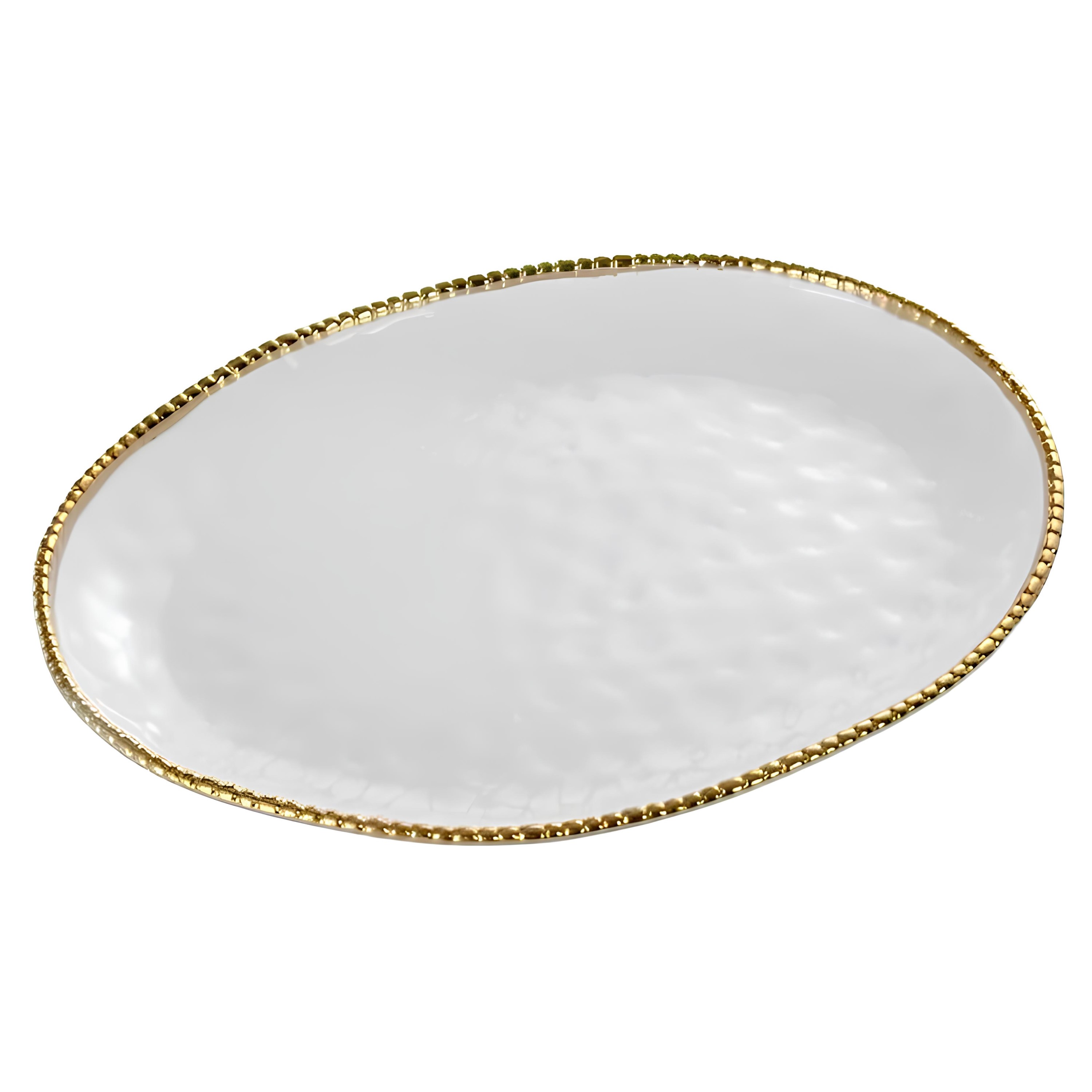 TRAVESSA OVAL PORCELANA BORDA TITÂNIO DOURADA 47X35,5CM GOLDEN SALERNO  