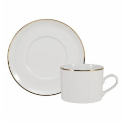 XÍCARA CHÁ PIRES PORCELANA 200ML 8CM BRASÍLIA FILETE OURO  