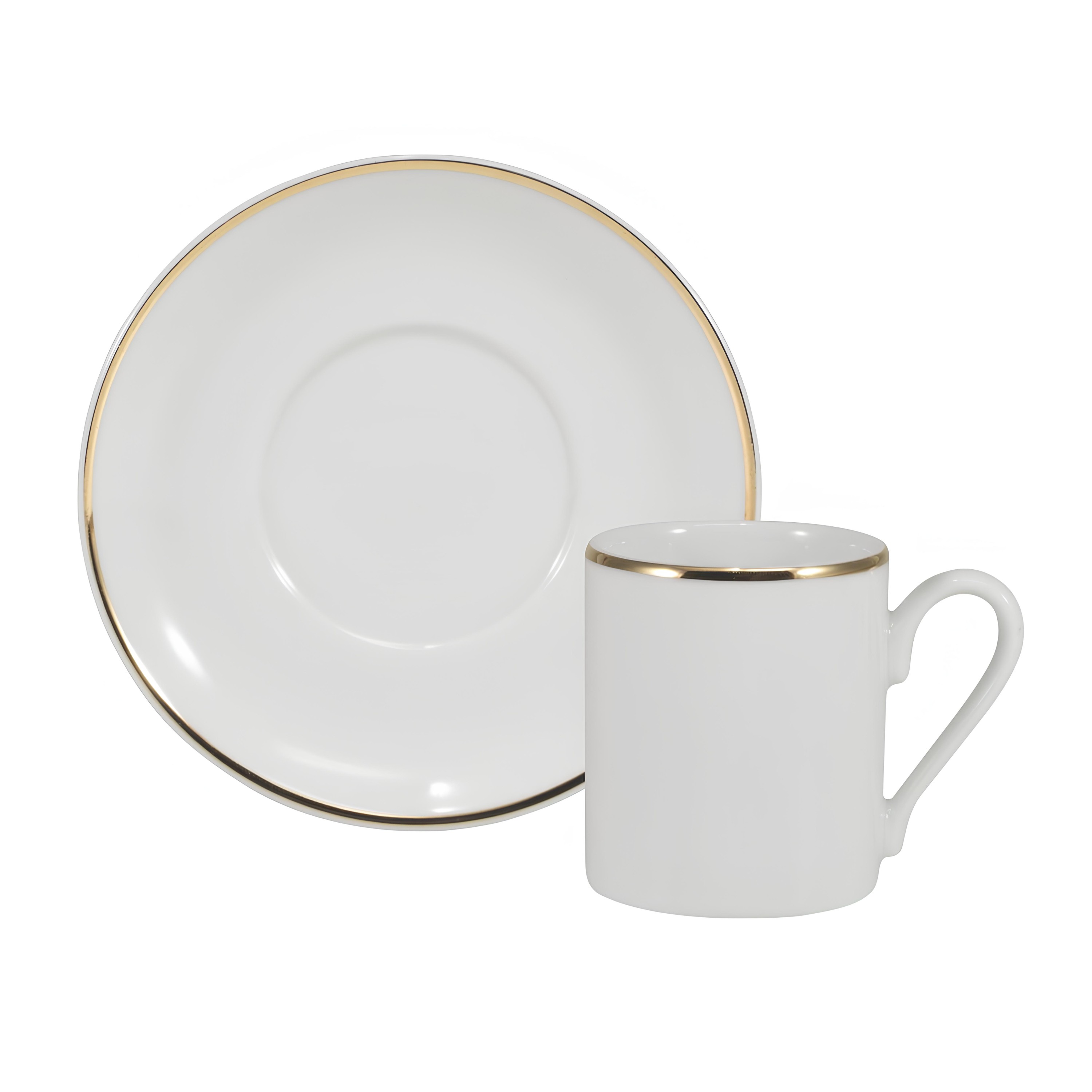 XÍCARA CAFÉ PIRES PORCELANA 60ML 4,5CM BRASÍLIA FILETE OURO  