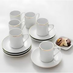 XÍCARA CAFÉ PIRES PORCELANA 60ML 4,5CM BRASÍLIA FILETE OURO  