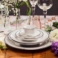 PRATO MESA PORCELANA 27CM BRASÍLIA FILETE PRATA    