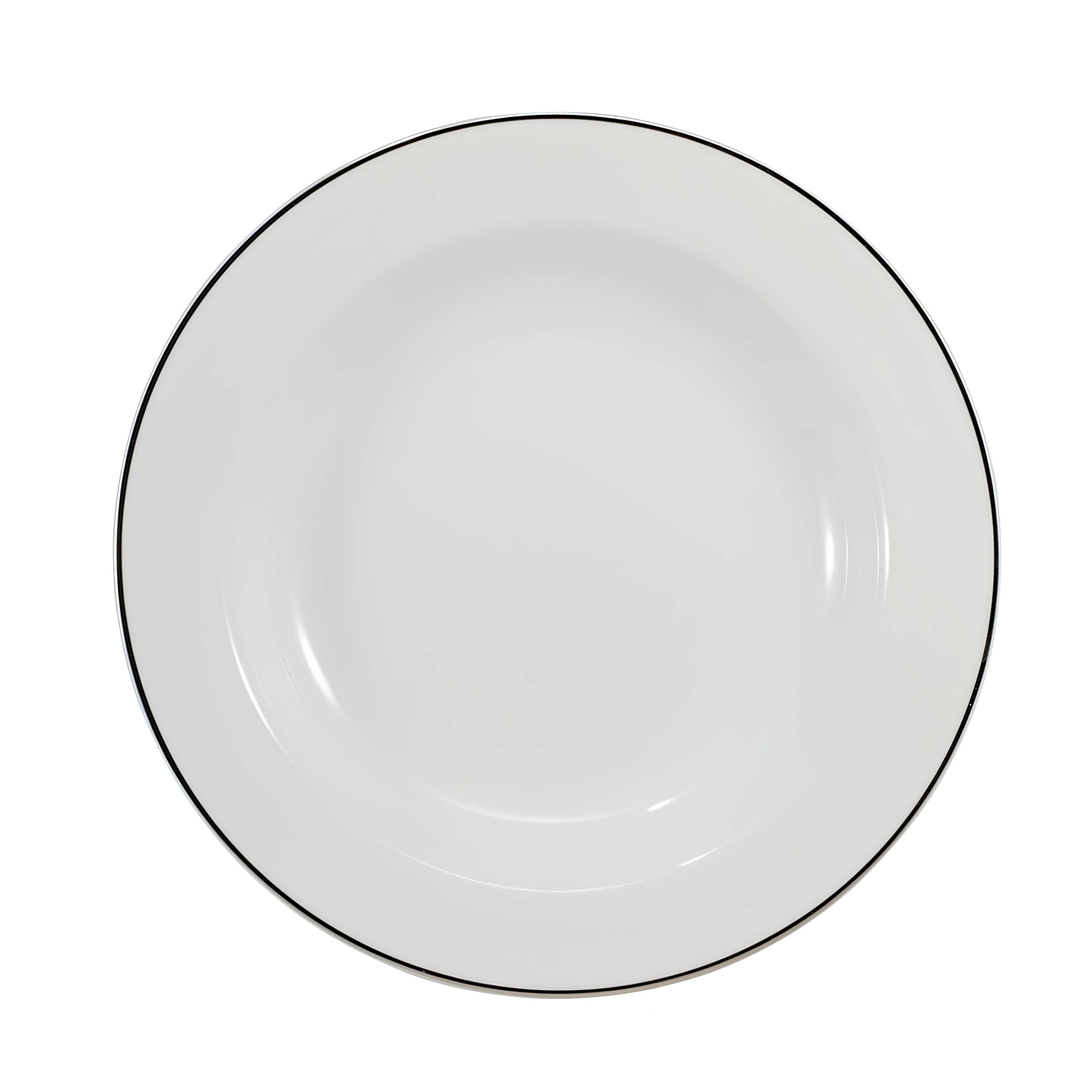 PRATO FUNDO PORCELANA 23CM BRASÍLIA FILETE PRATA    