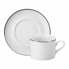 XÍCARA CHÁ PIRES PORCELANA 200ML 8CM BRASÍLIA FILETE PRATA  