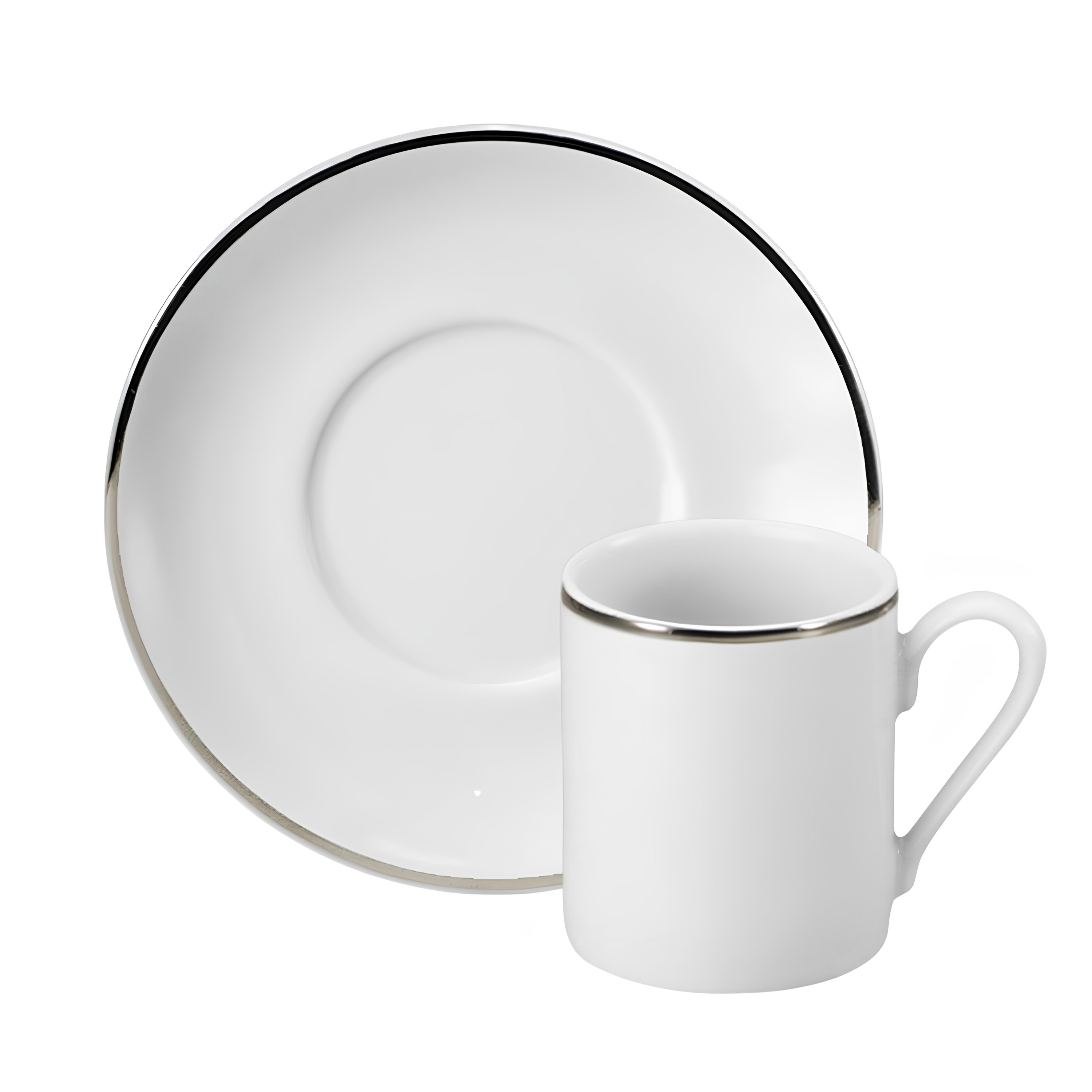 XÍCARA CAFÉ PIRES PORCELANA 60ML 4,5CM BRASÍLIA FILETE PRATA  