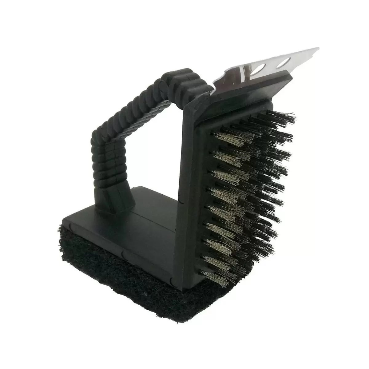 ESCOVA GRELHA INOX/PLÁSTICO 3X1 ESPONJA/RASPADOR      