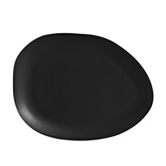 SOUSPLAT OVAL STONEWARE 31X26CM 2,5CM PRETO MATTE ORGÂNICO   