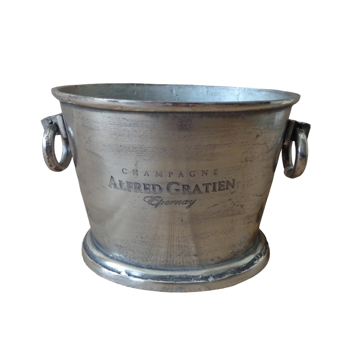 CHAMPANHEIRA OVAL ALUMÍNIO FUNDIDO 10L 36X24CM VINTAGE    