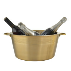 CHAMPANHEIRA RETA ALÇA INOX PAREDE DUPLA 10L 37CM GOLD  