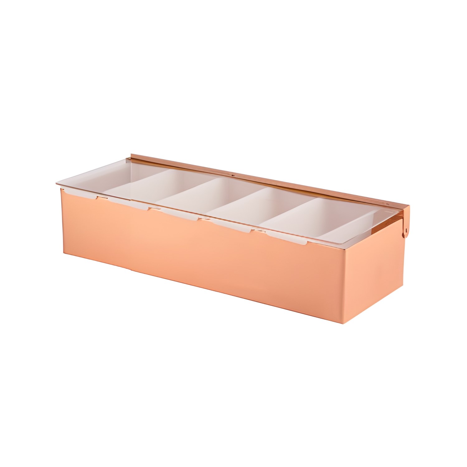 PORTA CONDIMENTOS 5 DIVISÕES INOX/PLÁSTICO 37X14,5CM COBRE    