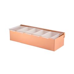 PORTA CONDIMENTOS 5 DIVISÕES INOX/PLÁSTICO 37X14,5CM COBRE    