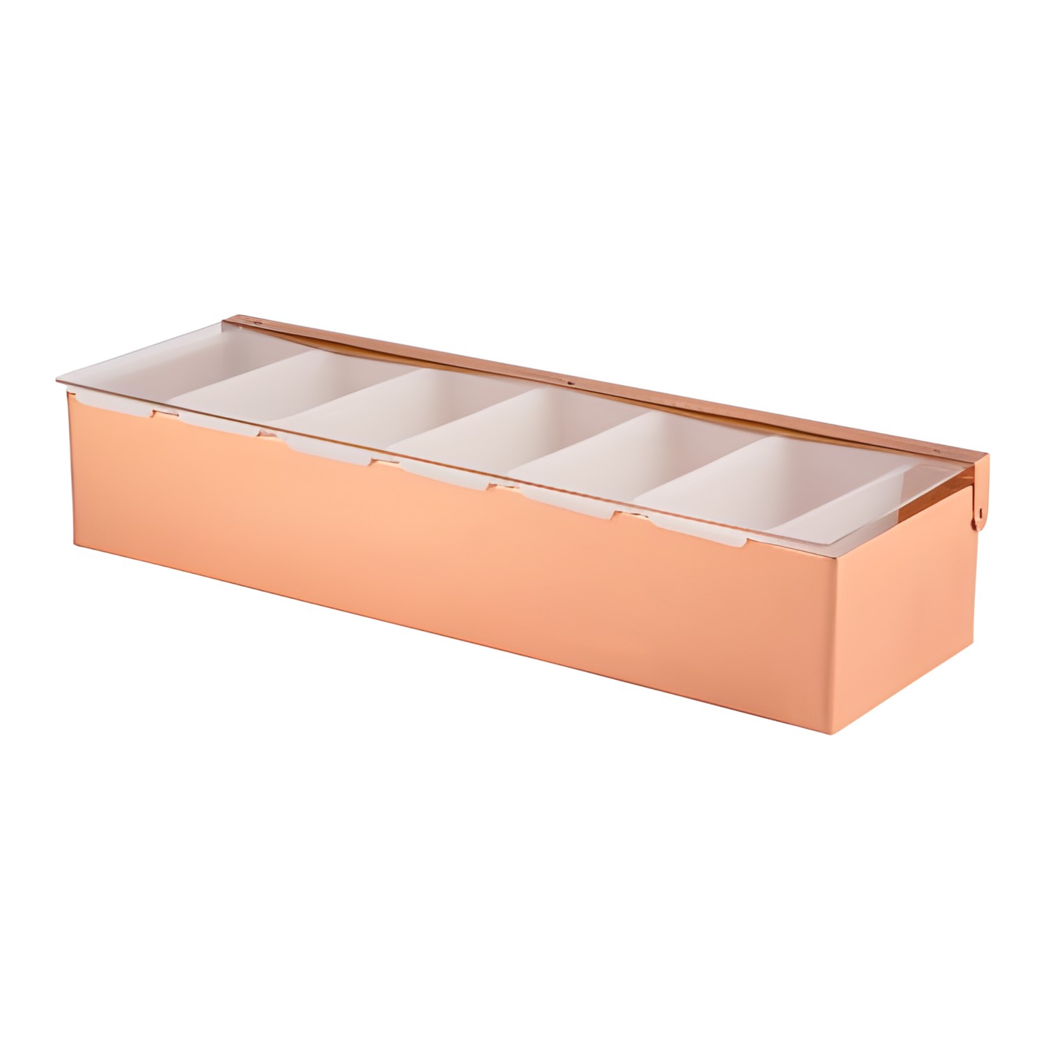 PORTA CONDIMENTOS 6 DIVISÕES INOX/PLÁSTICO 44,5X14CM COBRE    