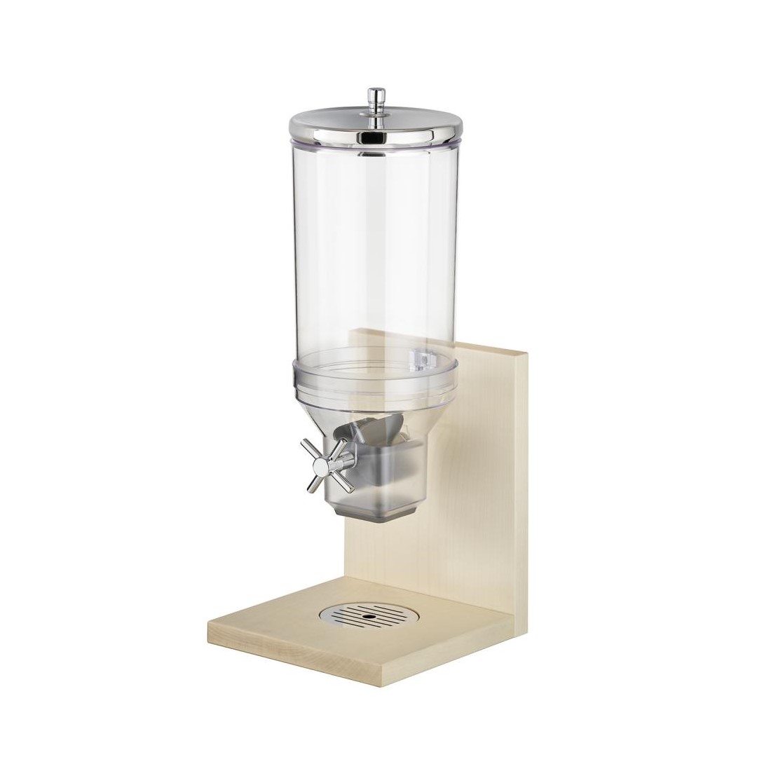 DISPENSER CEREAIS PLÁSTICO/INOX BASE MADEIRA 4,5L 21X20CM BRIDGE   