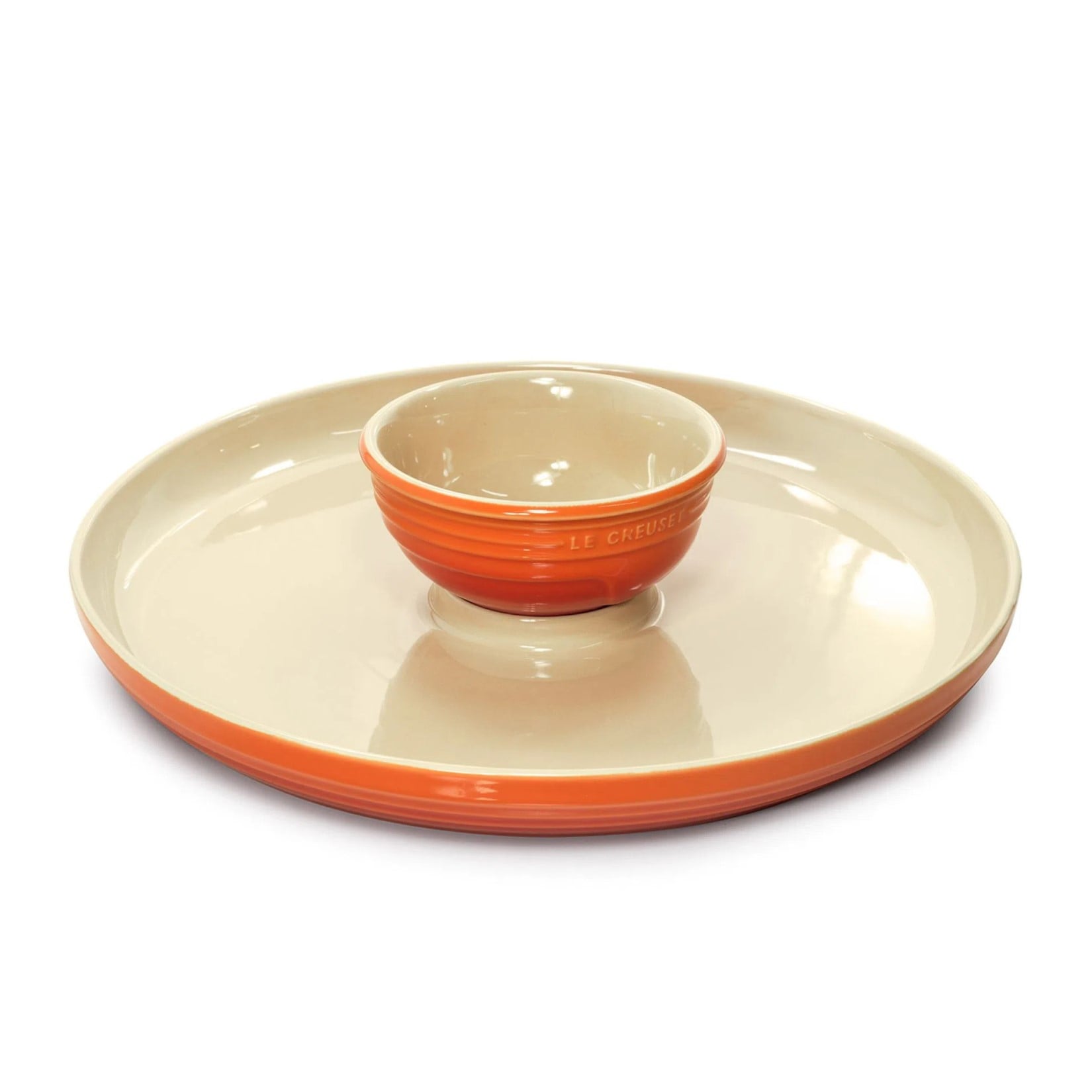 PRATO APERITIVO + BOWL STONEWARE 35CM LARANJA LE CREUSET