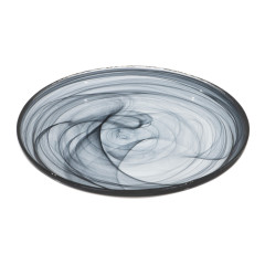 PRATO SOBREMESA VIDRO 21CM ALABASTER PRETO LEONA    